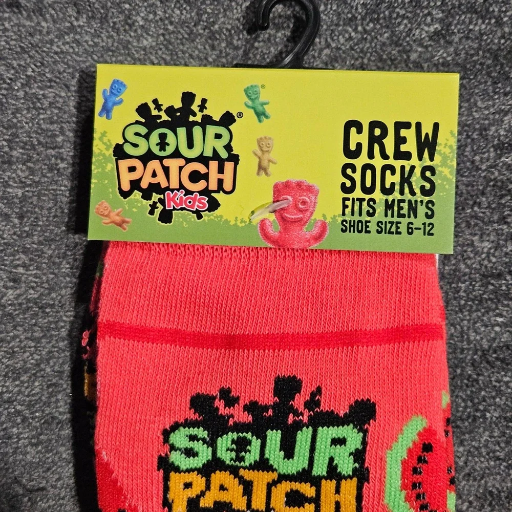 Sour Patch Kids Odd Sox Mens Crew Socks Pink Watermelon Candy Size 6-12 NEW